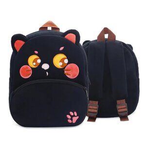 Cute Animal Plush Backpack for Toddlers Kids Gift Bag ( black cat )